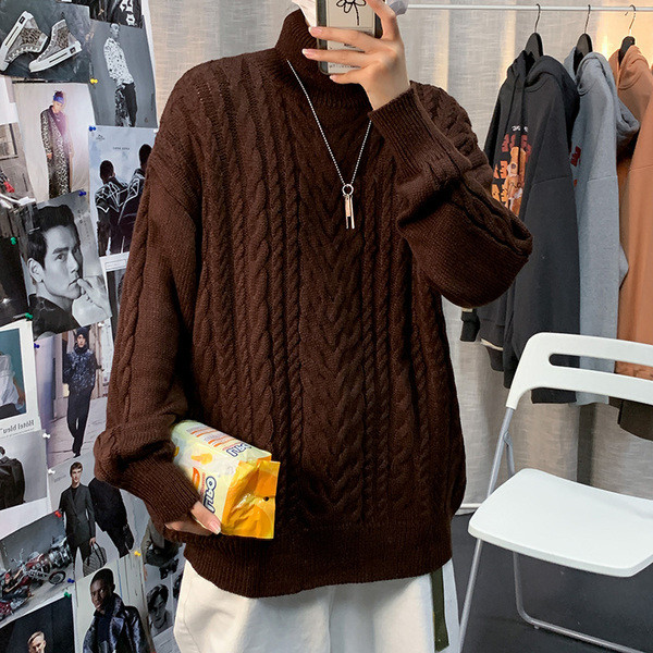 Férfi hétköznapi pulóver széles modell pólógallérral