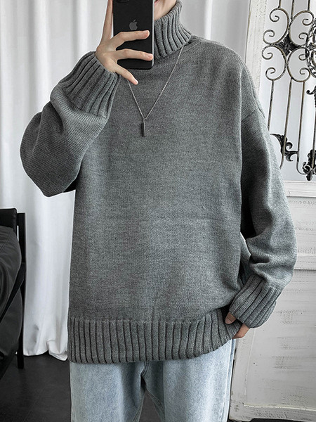 Férfi lezser széles pulóver sima modell