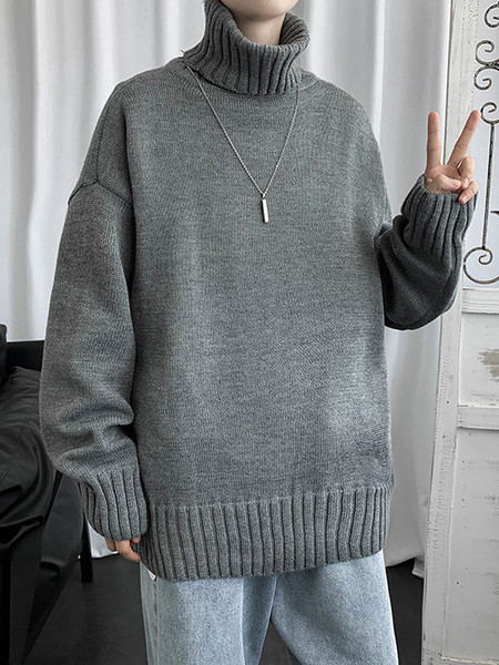 Férfi lezser széles pulóver sima modell