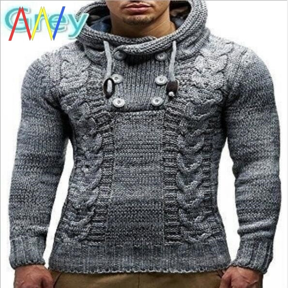 Vastag téli pulóver nyakkendővel és kapucnival