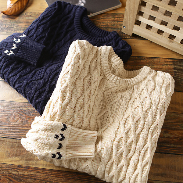 Meeste paks kootud ümara kaelusega kampsun