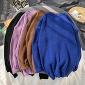 Férfi alkalmi pulóver kerek nyakkivágással és hosszú ujjal