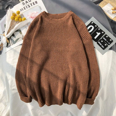 Férfi alkalmi pulóver kerek nyakkivágással és hosszú ujjal