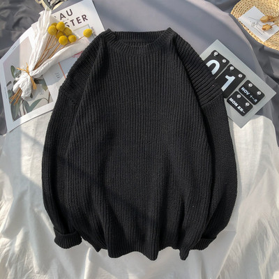 Férfi alkalmi pulóver kerek nyakkivágással és hosszú ujjal