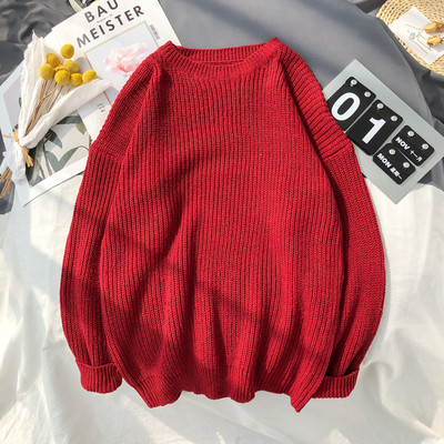 Férfi alkalmi pulóver kerek nyakkivágással és hosszú ujjal