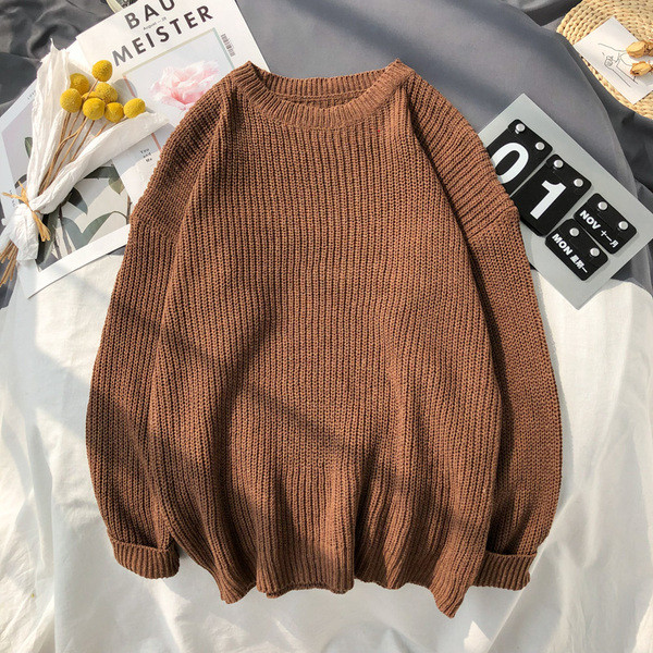 Férfi alkalmi pulóver kerek nyakkivágással és hosszú ujjal