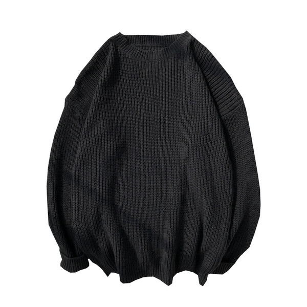 Férfi alkalmi pulóver kerek nyakkivágással és hosszú ujjal