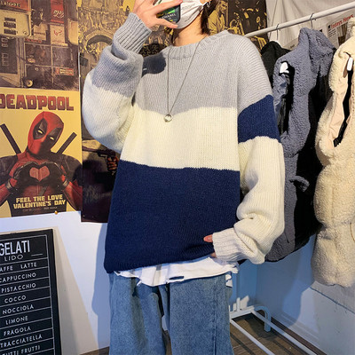 Férfi kötött pulóver hosszú ujjal