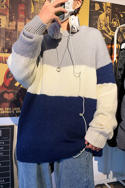 Férfi kötött pulóver hosszú ujjal