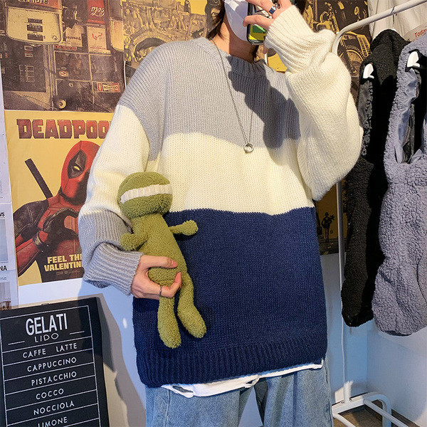 Férfi kötött pulóver hosszú ujjal