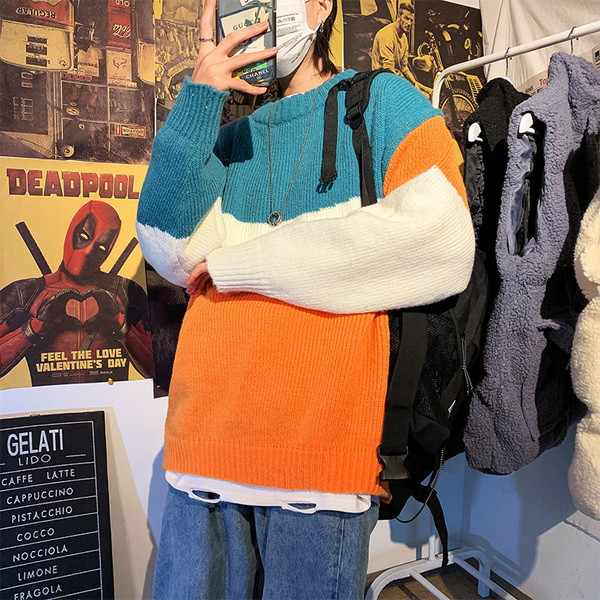 Férfi kötött pulóver hosszú ujjal