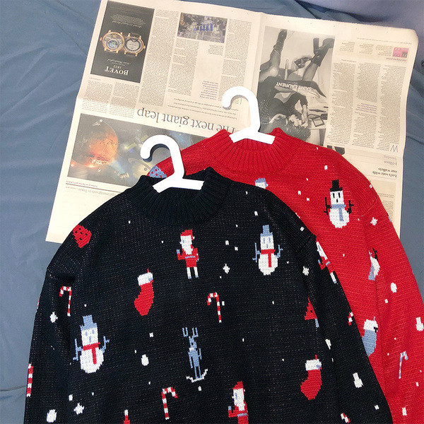 Férfi karácsonyi pulóver kerek nyakkivágással és mintával