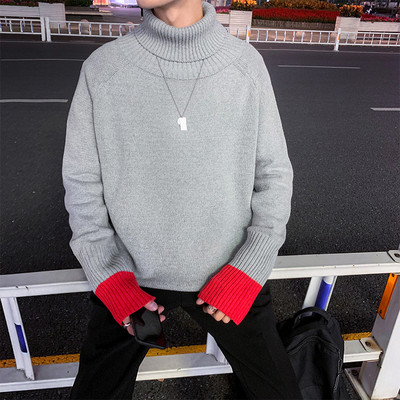 Ανδρικό πουλόβερ με μακριά μανίκια και κολάρο