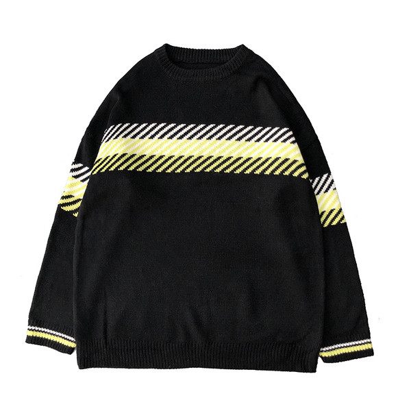 Alkalmi férfi pulóver ovális nyakkivágással és hosszú ujjal