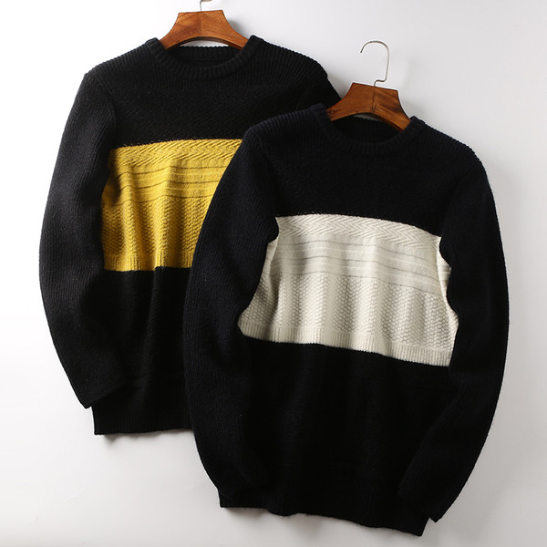 Férfi gyapjú pulóver ovális nyakkivágással