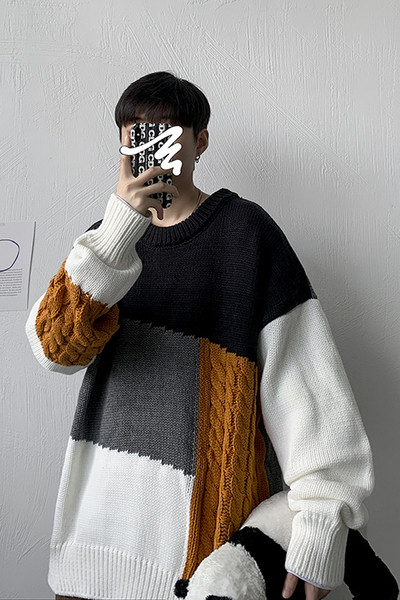 Alkalmi férfi széles pulóver, hosszú ujjal