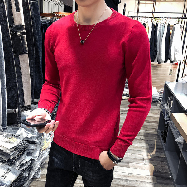 Vékony kötésből készült őszi-téli férfi pulóver