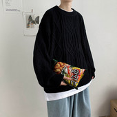 Széles férfi pulóver kerek nyakkivágással