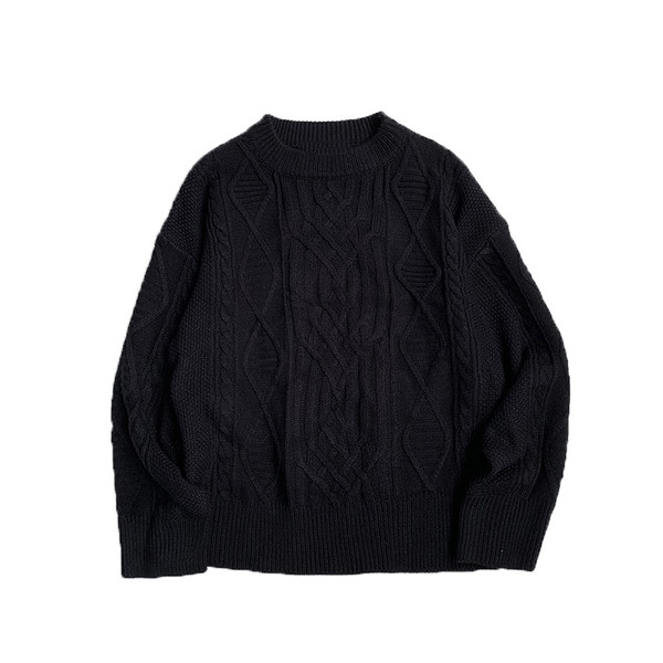 Széles férfi pulóver kerek nyakkivágással