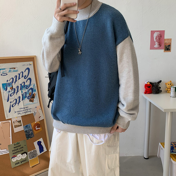 Lezser széles férfi pulóver sima modell