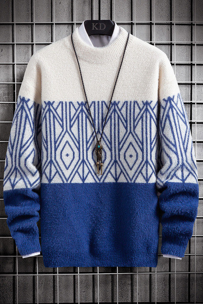 Aktuális férfi pulóver ovális nyakkivágással