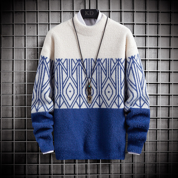 Aktuális férfi pulóver ovális nyakkivágással