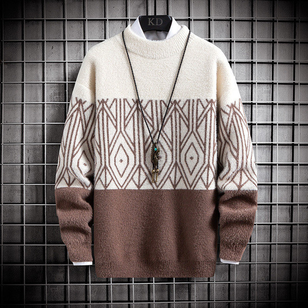 Aktuális férfi pulóver ovális nyakkivágással