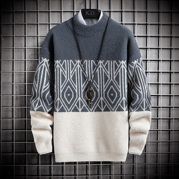 Aktuális férfi pulóver ovális nyakkivágással