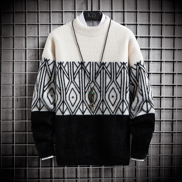 Aktuális férfi pulóver ovális nyakkivágással