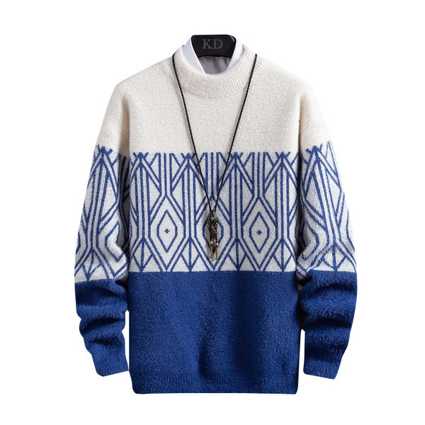 Aktuális férfi pulóver ovális nyakkivágással