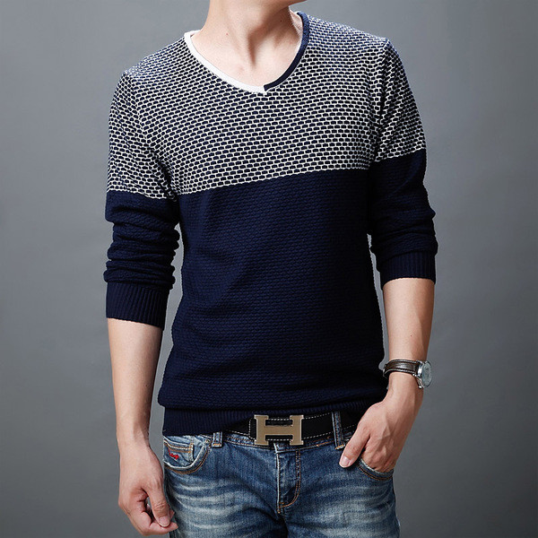 Vīriešu svītrains džemperis ar pogām