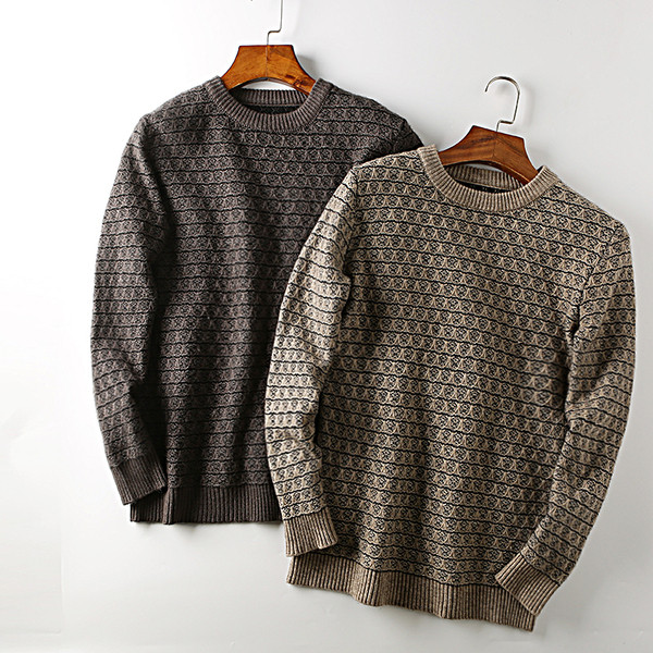 Kötött férfi pulóver ovális nyakkivágással