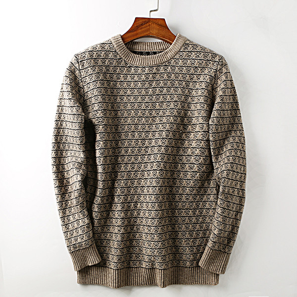 Kötött férfi pulóver ovális nyakkivágással