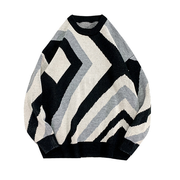 Színes férfi pulóver kerek nyakkivágással