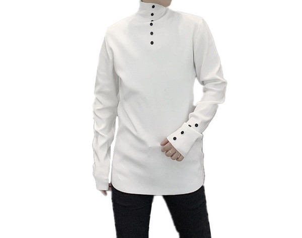 Férfi alkalmi pulóver gombokkal és magas pólógallérral