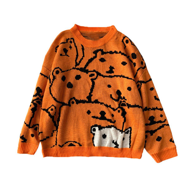 Férfi színes pulóver kerek nyakkivágással