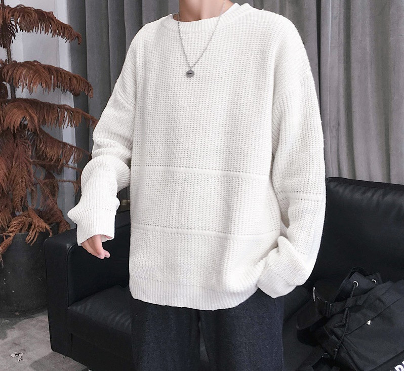 Aktuális férfi pulóver széles modell ovális nyakkivágással