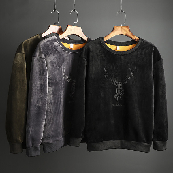 Férfi bársony pulóver szarvassal