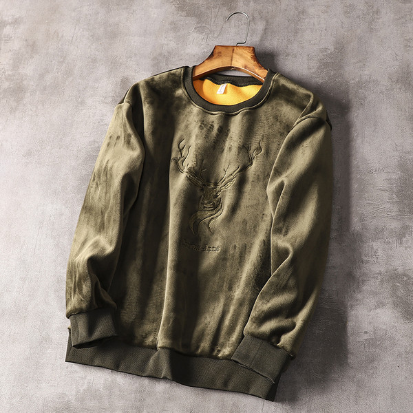 Férfi bársony pulóver szarvassal