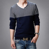 Őszi férfi pulóver V-nyakkal