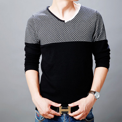 Őszi férfi pulóver V-nyakkal