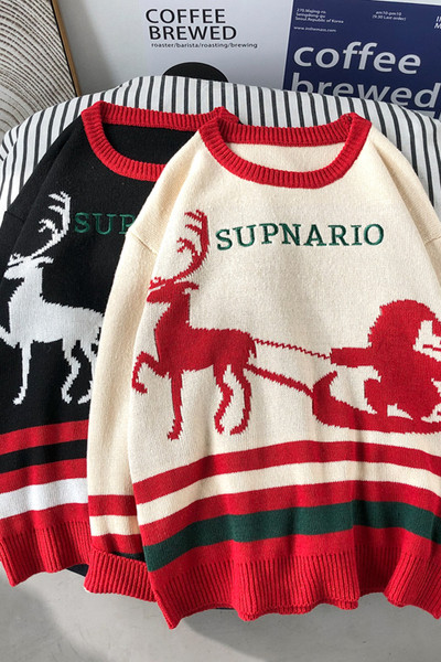 Férfi pulóver kerek nyakkivágással és mintával