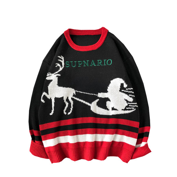 Férfi pulóver kerek nyakkivágással és mintával