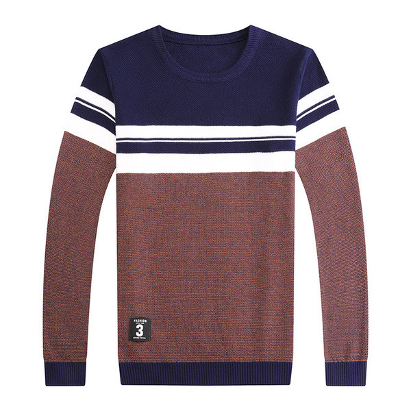 Νέο μοντέλο λεπτό ριγέ φθινοπωρινό πουλόβερ με οβάλ ντεκολτέ