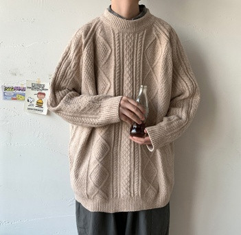 Aktuális férfi pulóver széles modell ovális nyakkivágással