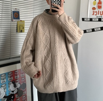 Aktuális férfi pulóver széles modell ovális nyakkivágással