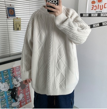 Aktuális férfi pulóver széles modell ovális nyakkivágással