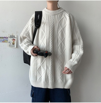 Aktuális férfi pulóver széles modell ovális nyakkivágással