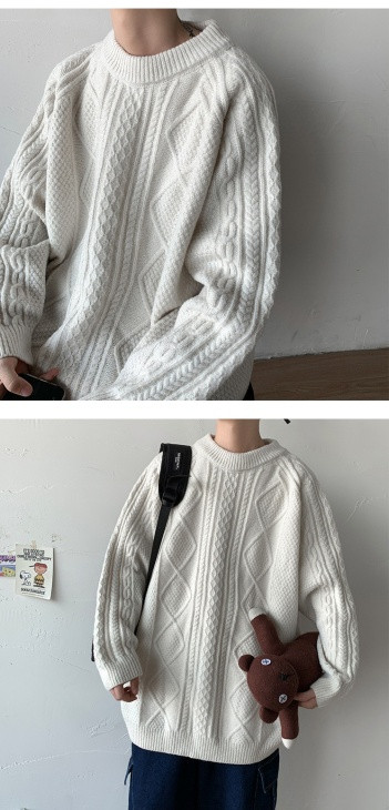 Aktuális férfi pulóver széles modell ovális nyakkivágással