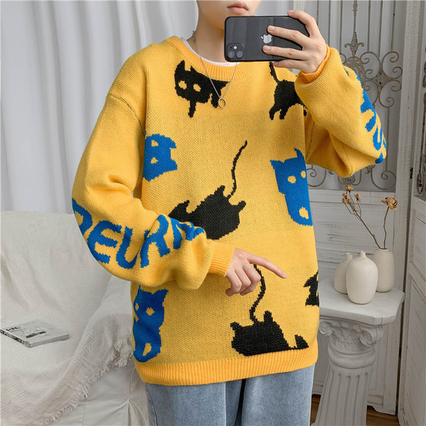 Téli férfi pulóver kerek nyakkivágással